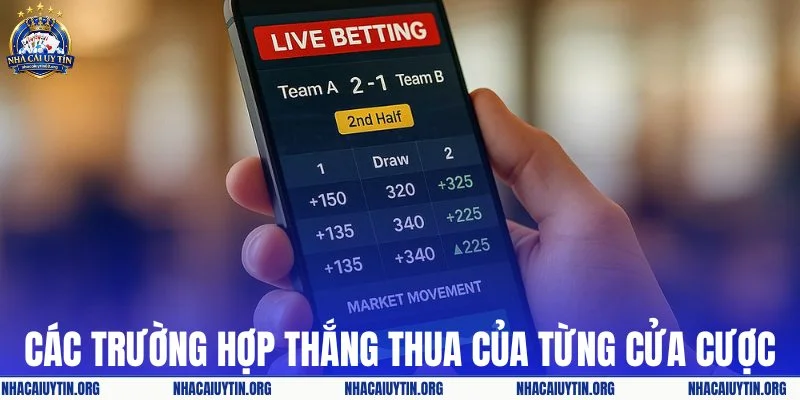 Các trường hợp thắng thua của từng cửa cược