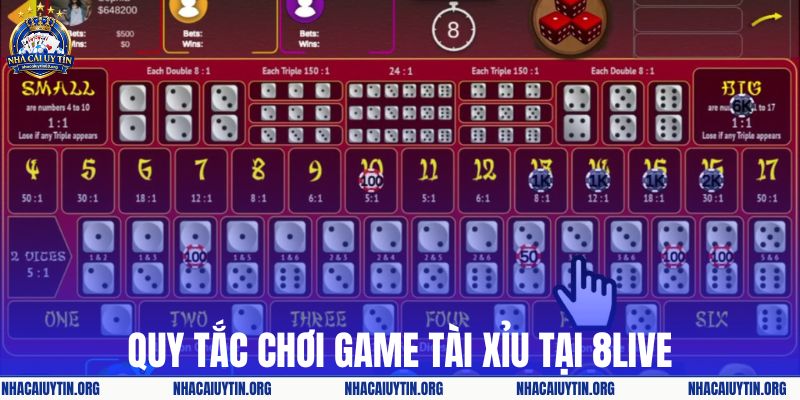 Quy tắc game tài xỉu tại 8live